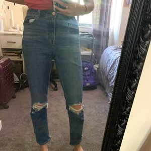 American Eagle ripped dark wash Mom Jeans